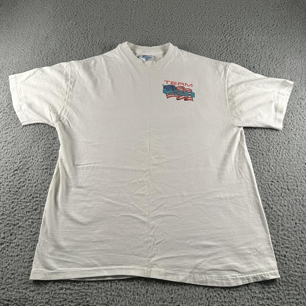 Vtg Team USA Ski Home Of The Brave Shirt Mens L White Hanes 1993 Single Stitch